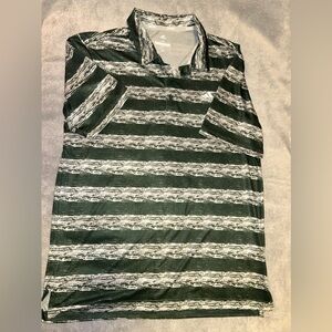 Green Striped Adidas Golf Polo Shirt. Size medium